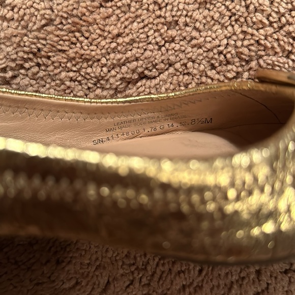 Tory Burch Reva leather ballet flats gold with gold metallic logo - Picture 6 of 8